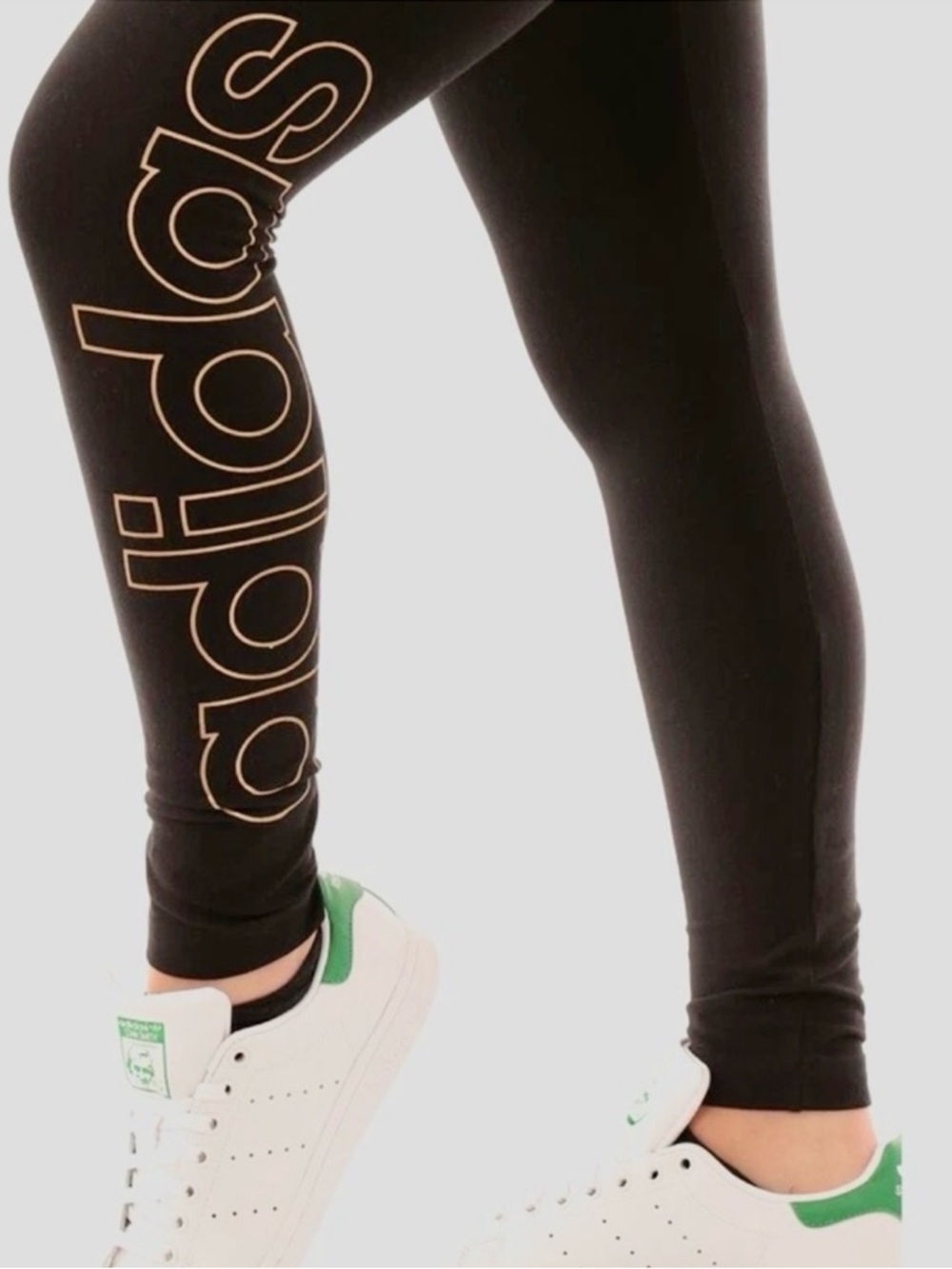 Adidas Performance Essentials Branded Leggings Black with Metallic Copper Logo